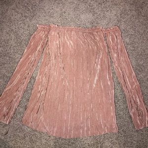 Off the shoulder metallic pale pink medium shirt